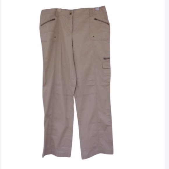 AB Studio Pants - Ab studio tan pant with zipper & pockets detail casual size 12